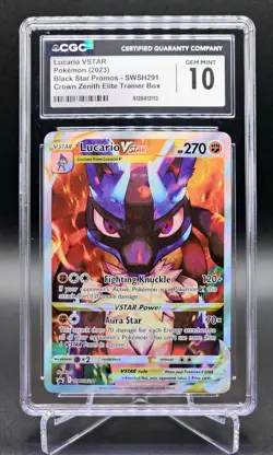 2023 Pokemon Lucario VSTAR Crown Zenith Black Star Promo SWSH291 CGC Gem MINT 10 - Image 1