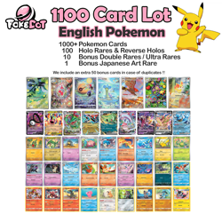 1000 Pokemon Card Bulk Lot - 100 Holos, Double/Ultra Rares & ART RARE - Image 1