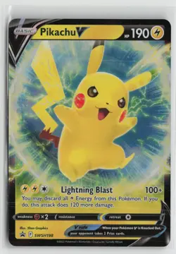 Pikachu V SWSH198 Holo Promo Sword & Shield Promo Pokemon NM - Image 1