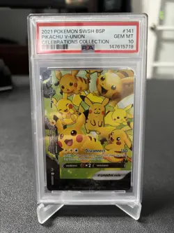 2021 Pokemon SWSH Black Star Promo Celebrations #141 Pikachu V-Union PSA 10 - Image 1