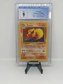 CGC 9 MINT Flareon 1999 Jungle 3/64 No Set Symbol Holo Pokemon Card - Image 1