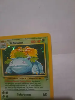 Pokemon Venusaur Trading Card Solar Beam Attack HP100 Base Set 2! - Image 3