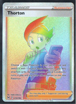 Thorton Full Art Secret Rare Trainer 210/196 Pokemon SWSH11 Lost Origin NM - Image 1