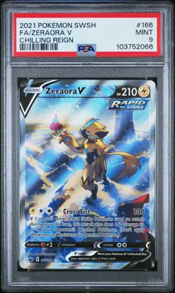 2021 POKEMON SWORD & SHIELD CHILLING REIGN #166 FULL ART/ZERAORA V PSA 9 - Image 1