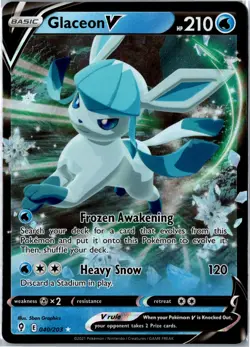 Pokemon Card - Glaceon V 040/203 Ultra Rare Holo SWSH07: Evolving Skies NM - Image 1