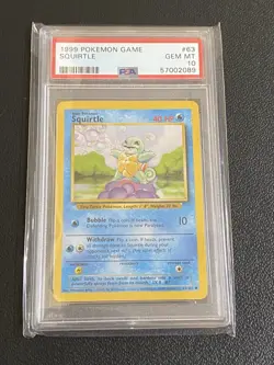 🌊PSA 10 Squirtle 63/102 1999 Base Set Pokemon Game 🌊 - Image 1