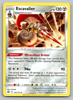 Pokemon TCG SWSH09: Brilliant Stars Escavalier 101/172 - Image 1