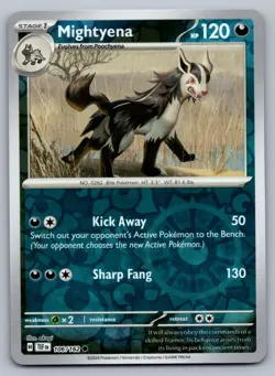 Pokemon TCG SV05: Temporal Forces Mightyena 106/162 Reverse Holo - Image 1