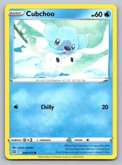Pokemon TCG SWSH09: Brilliant Stars Cubchoo 042/172 - Image 1