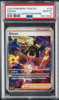 2024 POKEMON TWM EN-TWILIGHT MASQUERADE SPECIAL ILLUSTRATION RARE KIERAN PSA 10 - Image 1