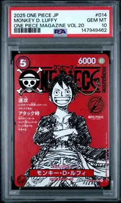 2025 ONE PIECE JAPANESE PROMOS ONE PIECE MAGAZINE VOL.20 MONKEY D. LUFFY PSA 10 - Image 1
