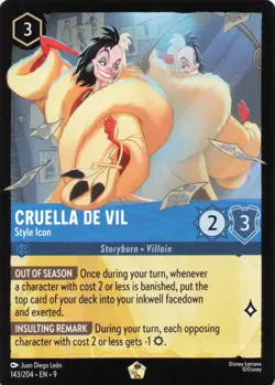 Disney Lorcana Cruella De Vil - Style Icon Legendary Fabled 143/204 NM - Image 1