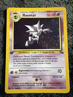 Pokemon TCG Haunter 1st Edition Holo Card Fossil, 6/62, Holographic Rare - Image 1
