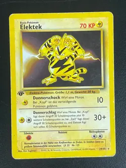 Elektek 20/102 1st Edition Basis Set Rare Deutsch VG Pokemon - Image 1