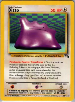 Ditto 18/62 Non Holo Fossil - Pokemon Card - LP - Image 1