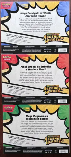 Pokemon TCG: Ascended Heroes Mega ex 3 Box Bundle w/Feraligatr, Emboar, Meganium - Image 2