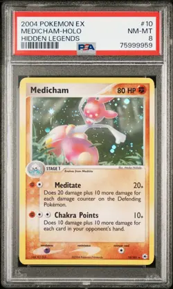 2004 Pokemon EX Hidden Legends Medicham holo 10/101 PSA 8 NM-MT 75999959 - Image 1