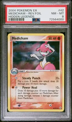 Pokemon Card Medicham 42/101 Reverse Holo Hidden Legends PSA 8 NM-MT - Image 1