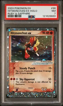 2003 POKEMON EX RUBY & SAPPHIRE #98 HITMONCHAN EX-HOLO PSA 7 - Image 1