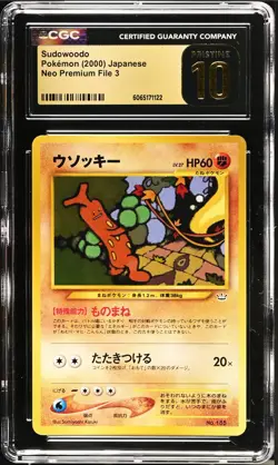 CGC 10 PRISTINE Sudowoodo 185 Neo Premium File 3 Japanese Promo 2000 Pokemon - Image 1
