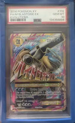 Pokemon M Blastoise EX XY Evolutions Full Art #102 PSA 10 - Image 1