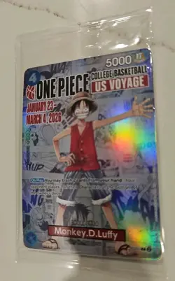 One Piece Monkey D Luffy US Voyage College Basketball Promo Card STILL SEALED! - Image 4