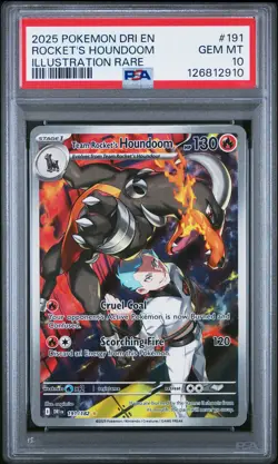 2025 POKEMON DRI EN-DESTINED RIVALS #191 TEAM ROCKET'S HOUNDOOM PSA 10 - Image 1