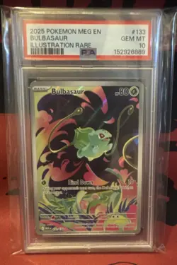 Pokemon Bulbasaur 133/132 Me01: Mega Evolution Holo PSA 10 2025 - Image 1
