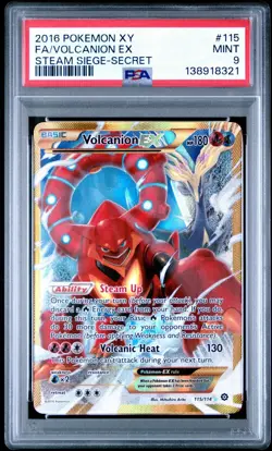 2016 Pokemon XY Steam Siege Volcanion EX Secret Rare 115/114 #115 PSA 9 - Image 1