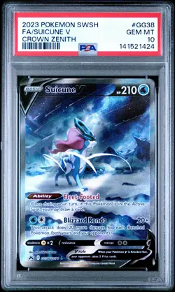 2023 POKEMON SWORD AND SHIELD CROWN ZENITH #GG38 FA/SUICUNE V PSA 10 - Image 1