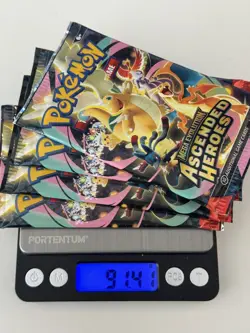 4 x Super Heavy Pokemon Ascended Heroes Booster Packs (91.41g total) - Image 1