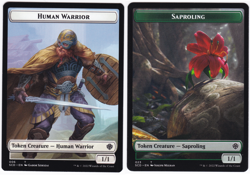 MTG Commander Starter 2022 Two-Sided Token Human Warrior #006 Saproling #023 4x - Image 1