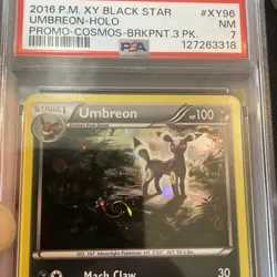 HD Swirl! Pokemon XY Black Star Promo Umbreon-Holo #XY96 PSA 7 NM. - Image 1