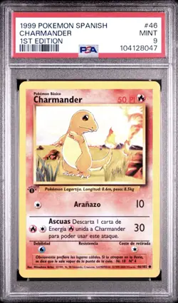 1999 Pokemon SPANISH 1st Edition Base Set Charmander 46/102 PSA 9 MINT - Image 1
