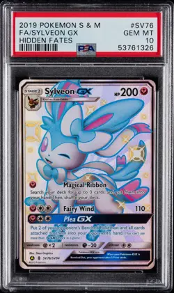 2019 POKEMON SUN & MOON HIDDEN FATES #SV76 FULL ART/SYLVEON GX PSA 10 - Image 1