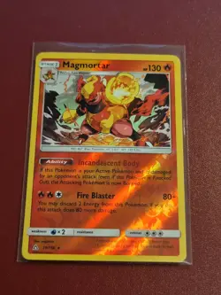 Pokemon Sun & Moon Ultra Prism Magmortar 19/156 Rare Reverse Holo TCG Card - Image 1