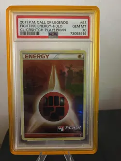 2011 POKEMON CALL OF LEGENDS #93 FIGHTING ENERGY-HOLO CROSSHATCH PLAY! PSA 10 - Image 1
