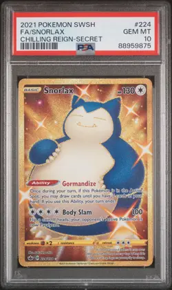 Pokemon TCG Snorlax 224/198 Chilling Reign Secret Rare PSA 10 - Image 1