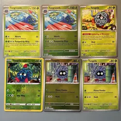 Grass Type Pokemon TCG Tangela & Tangrowth Lot 6 Cards Rare&Common Holo&Nonholo - Image 1