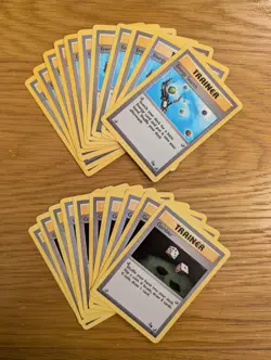 Energy Search 59/62 x11 & Gambler 60 x10 - Fossil - Pokemon TCG - 1999 - Trainer - Image 1