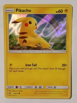 POKEMON PIKACHU HOLO 28/73 MODERATE PLAY 2017 - Image 1