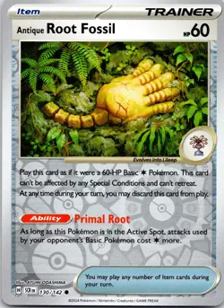 Antique Root Fossil 130/142 Common Stellar Crown Pokemon Reverse Holo Near Mint - Image 1
