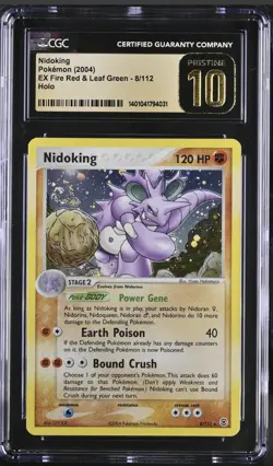 💎 Pokemon Nidoking #8 FireRed & LeafGreen GRADE 10 PRISTINE GOLD LABEL TOP POP! - Image 1