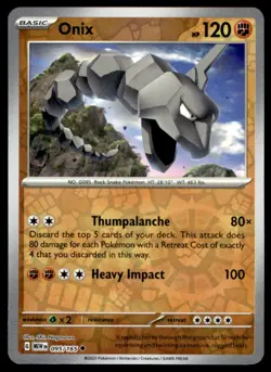 Onix 095/165 Uncommon 151 Pokemon Reverse Holo Near Mint - Image 1