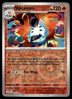 Volcarona 016/086 Rare Black Bolt Pokemon Reverse Holo Near Mint - Image 1