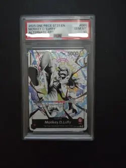 2025 One Piece CCG English ST 21-001 Monkey D Luffy PSA 10 Gem Mt Alternate Art - Image 1
