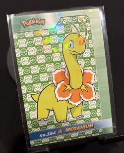 Rare Pokemon Shiny Full Art #154 Meganium Low Pop Cracked Ice Holo Card ⭐ - Image 1