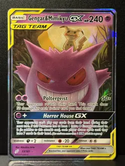 Gengar & Mimikyu GX 53/181 SM Team Up Tag Holo Ultra Rare Pokemon Card MP - Image 1