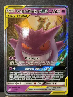 Gengar & Mimikyu GX 53/181 SM Team Up Tag Holo Ultra Rare Pokemon Card MP - Image 2