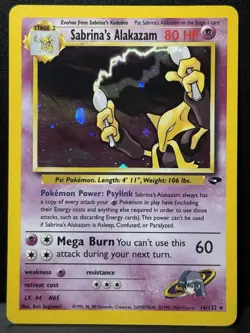Sabrina's Alakazam 16/132 WOTC Gym Challenge Unlimited Holofoil Pokemon Card LP - Image 1